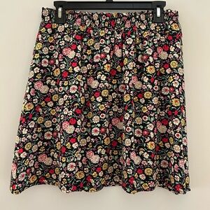 LOFT Black Floral Mini Skirt, Size Medium, NWT
